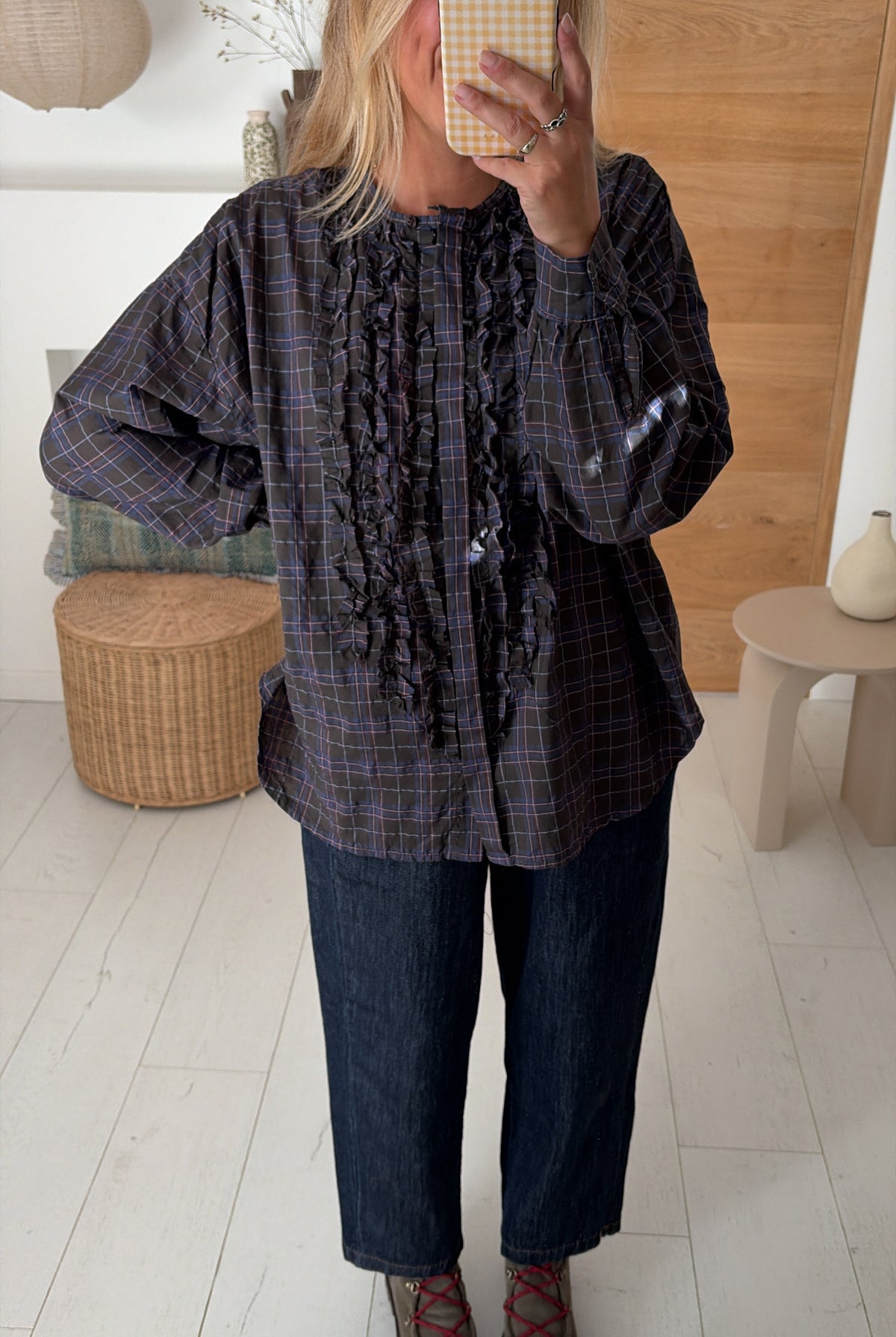 Blouse Sienna carreaux choco – Johanna Paris