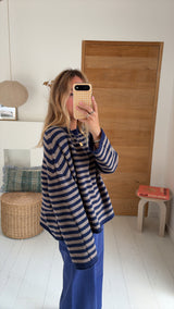 stripe navy latte