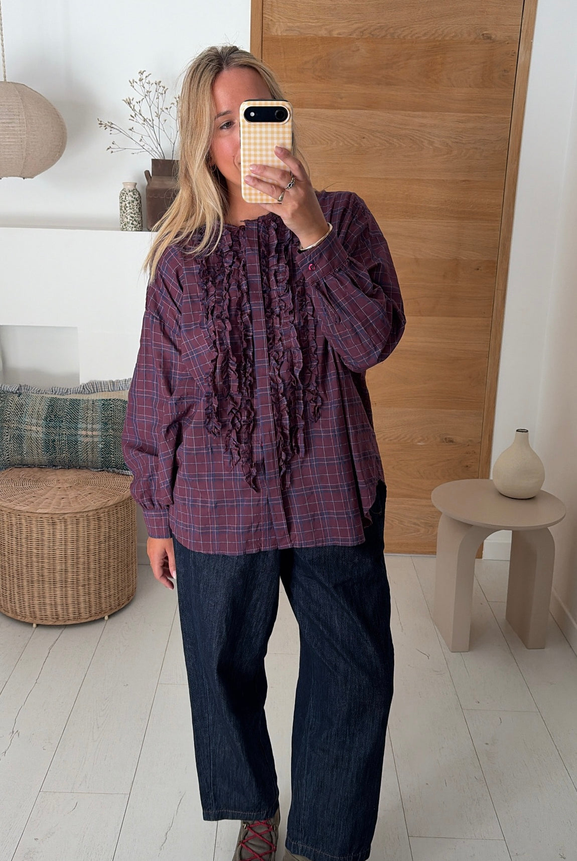 Blouse Sienna carreaux bordeaux – Johanna Paris