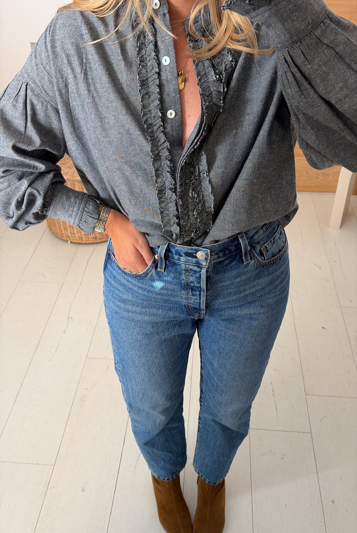 Blouse Maya gris chambray – Ora