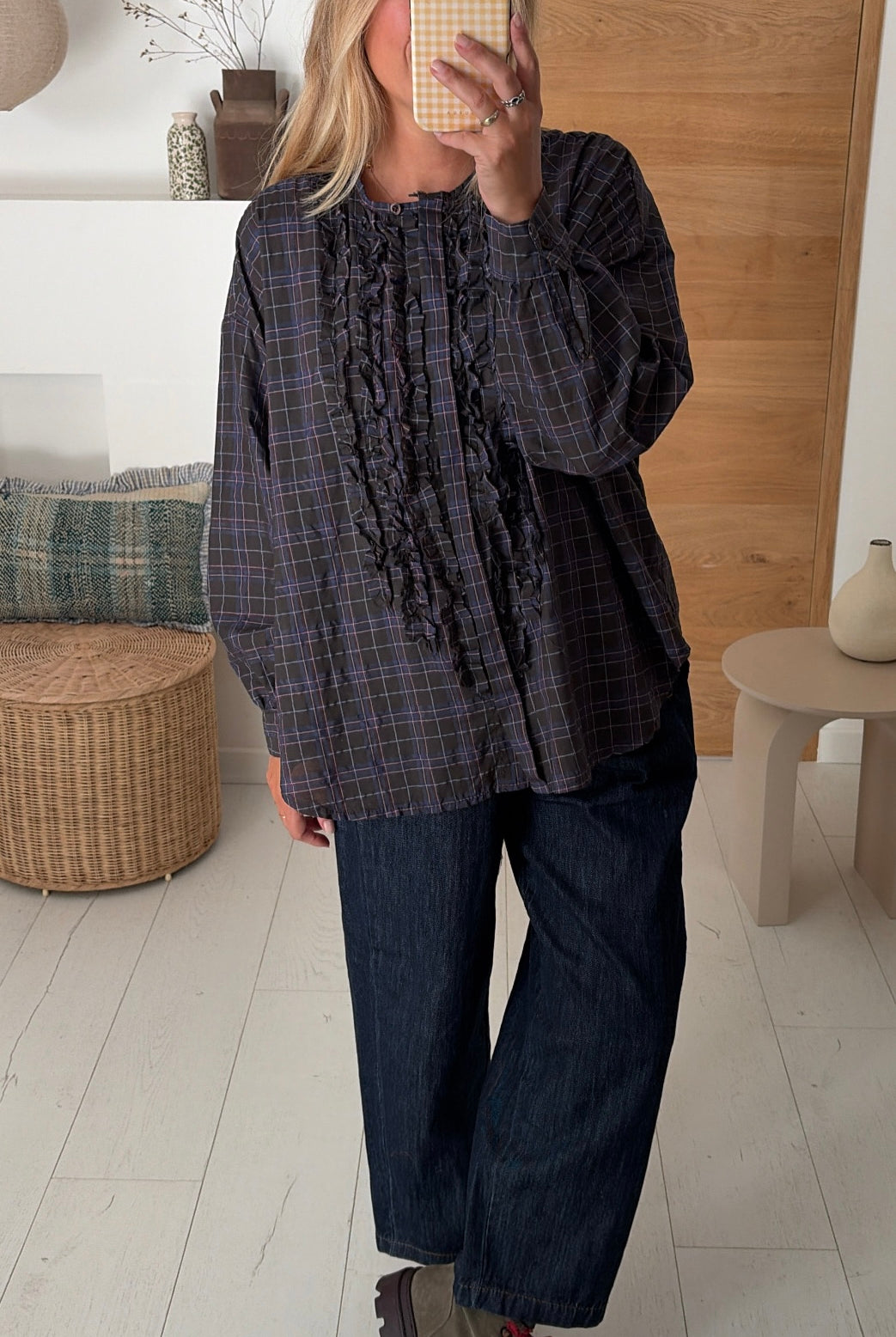 Blouse Sienna carreaux choco – Johanna Paris