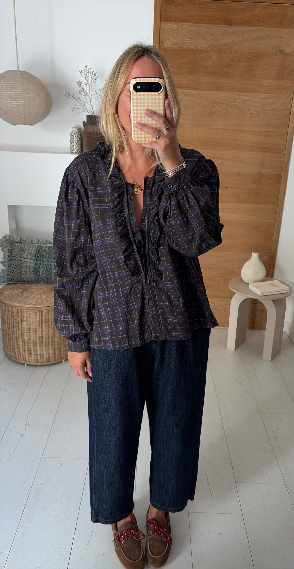 Blusa Maya gris chambray
