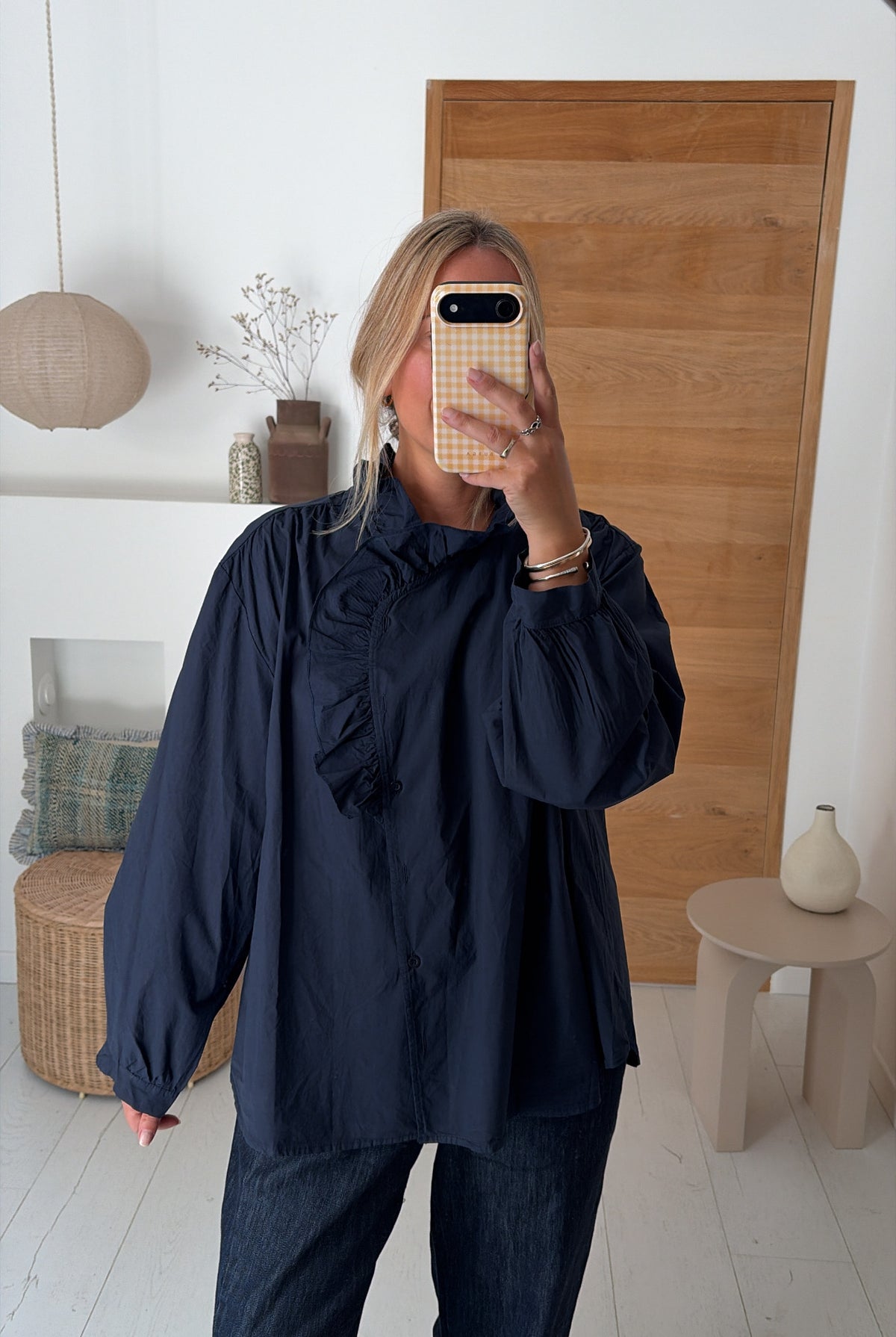 Blouse Lison popeline marine – Johanna Paris