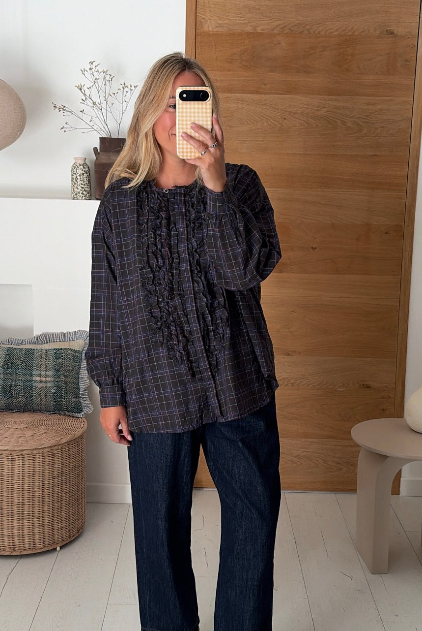 Blouse Sienna carreaux choco – Johanna Paris