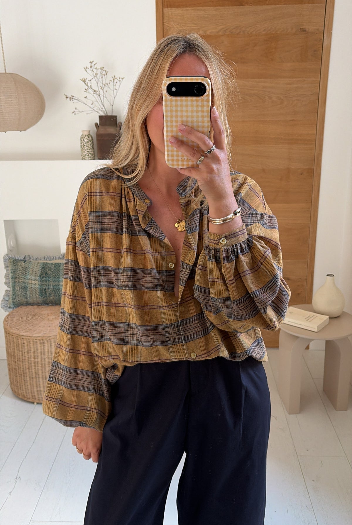 Blouse Jules carreaux moutarde – Johanna Paris