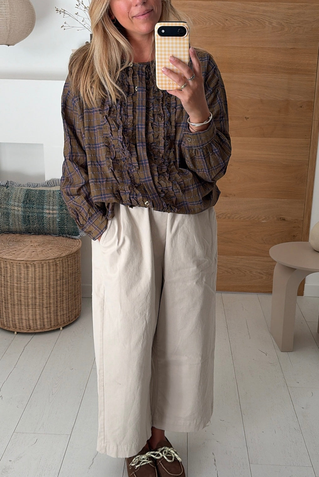 Blouse Sienna carreaux bronze – Johanna Paris