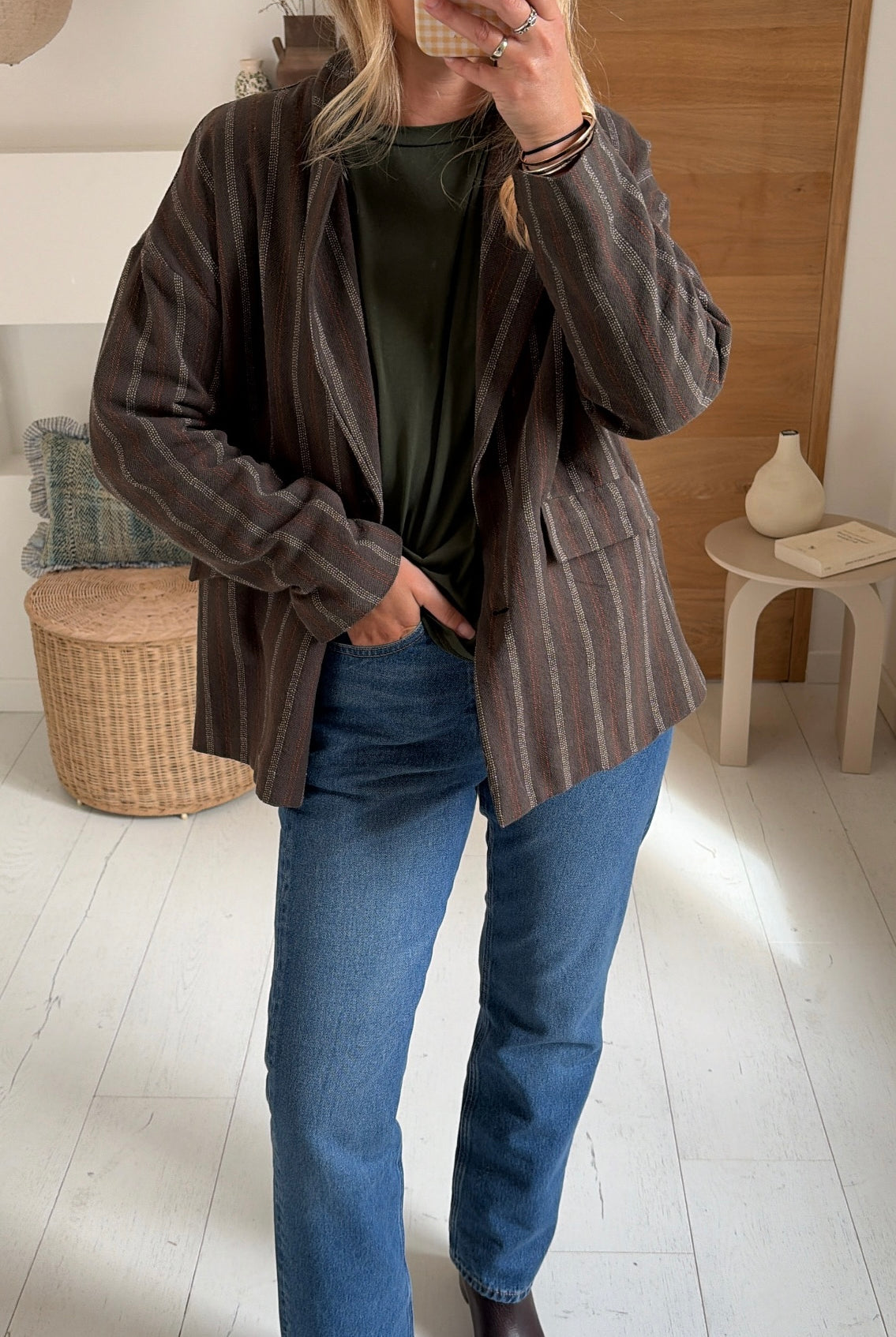 Blazer Romane stripes kaki – Johanna Paris