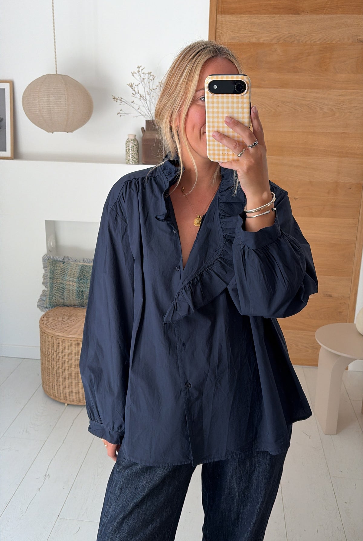 Blouse Lison popeline marine – Johanna Paris