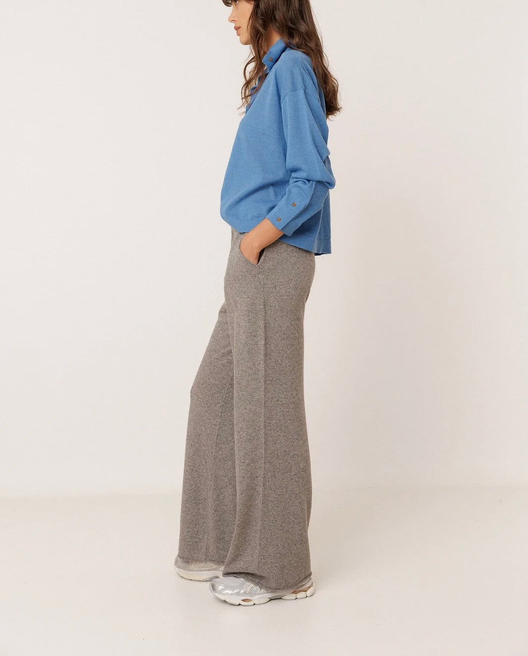 Pantalon crop gris