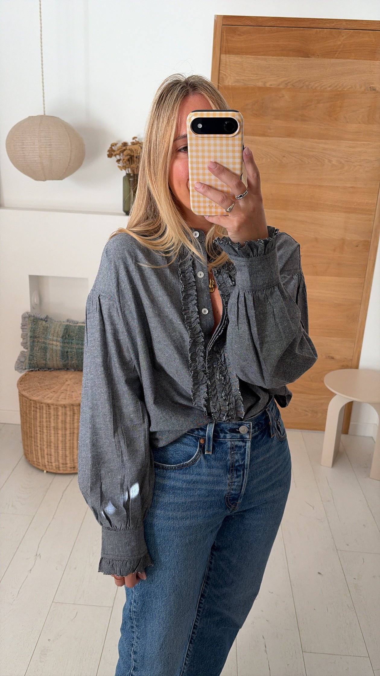 Maya plum gingham blouse – Ora