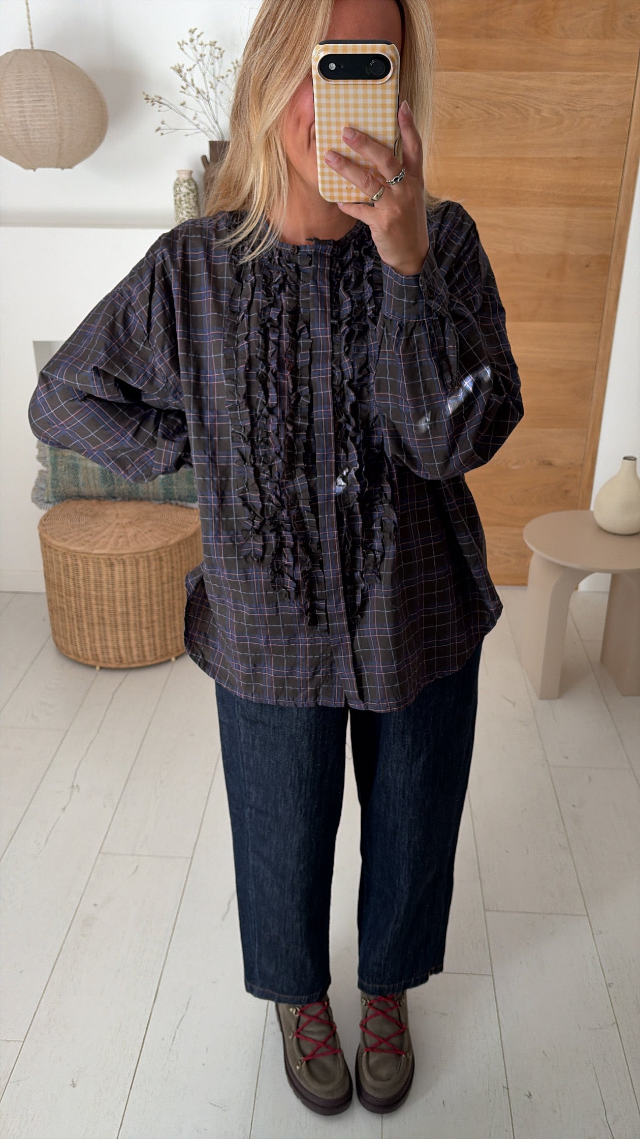 Blouse Sienna carreaux choco – Johanna Paris