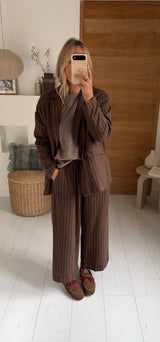 Pantalon Roma stripes choco