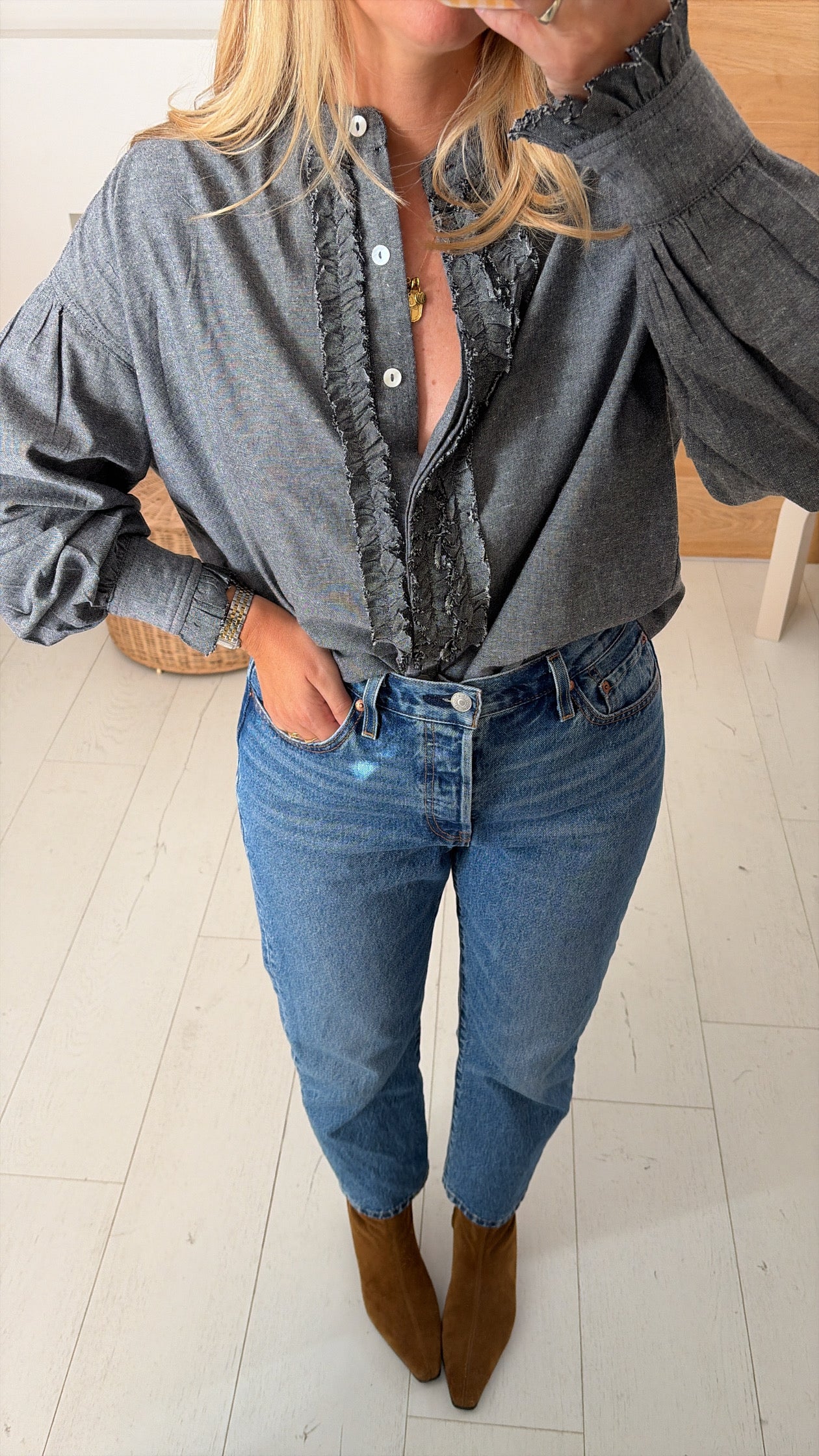 Maya plum gingham blouse – Ora