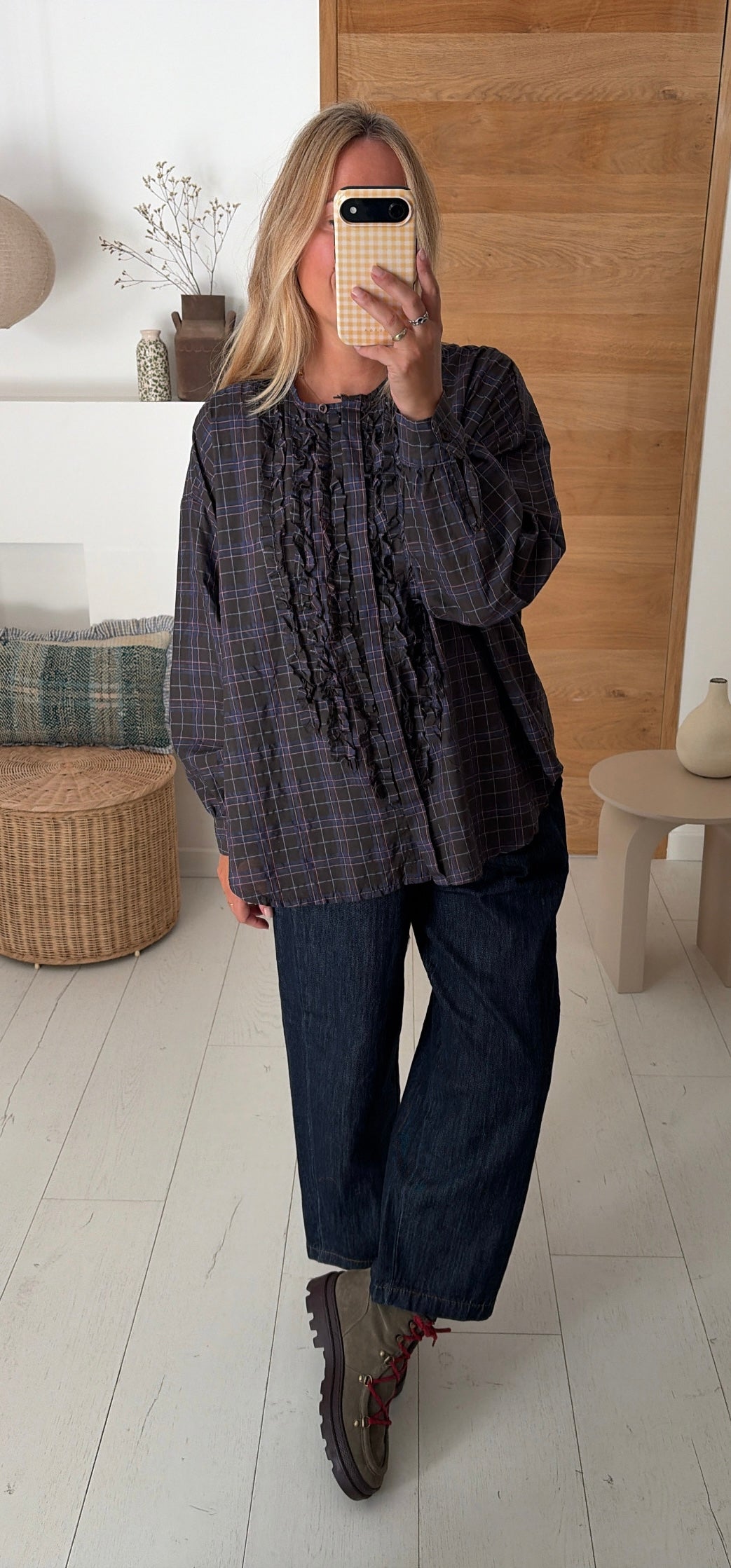 Blouse Sienna carreaux choco – Johanna Paris