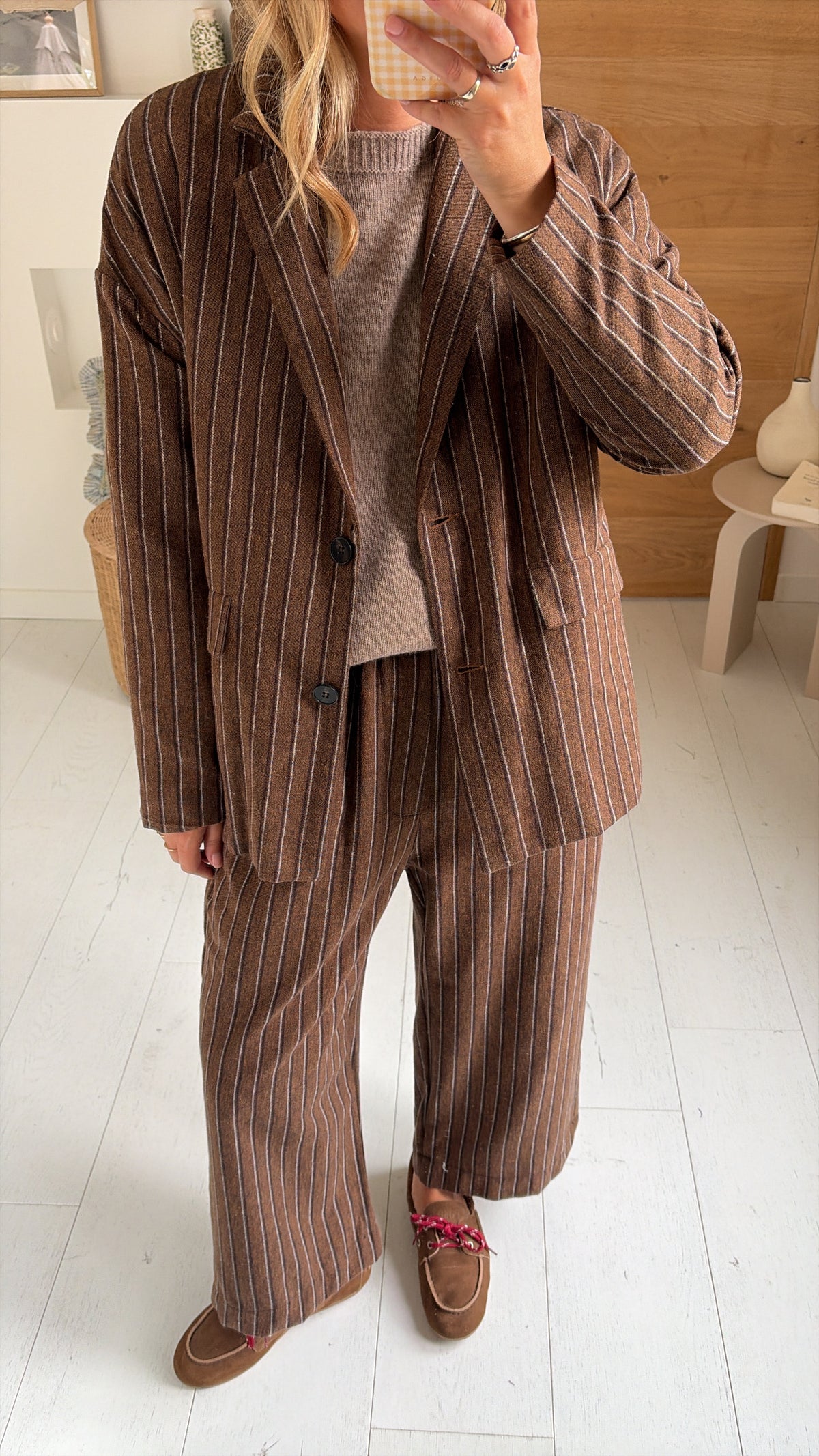 Pantalon Roma stripes choco