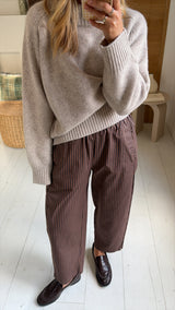 Hose Magic gestreift camel marine