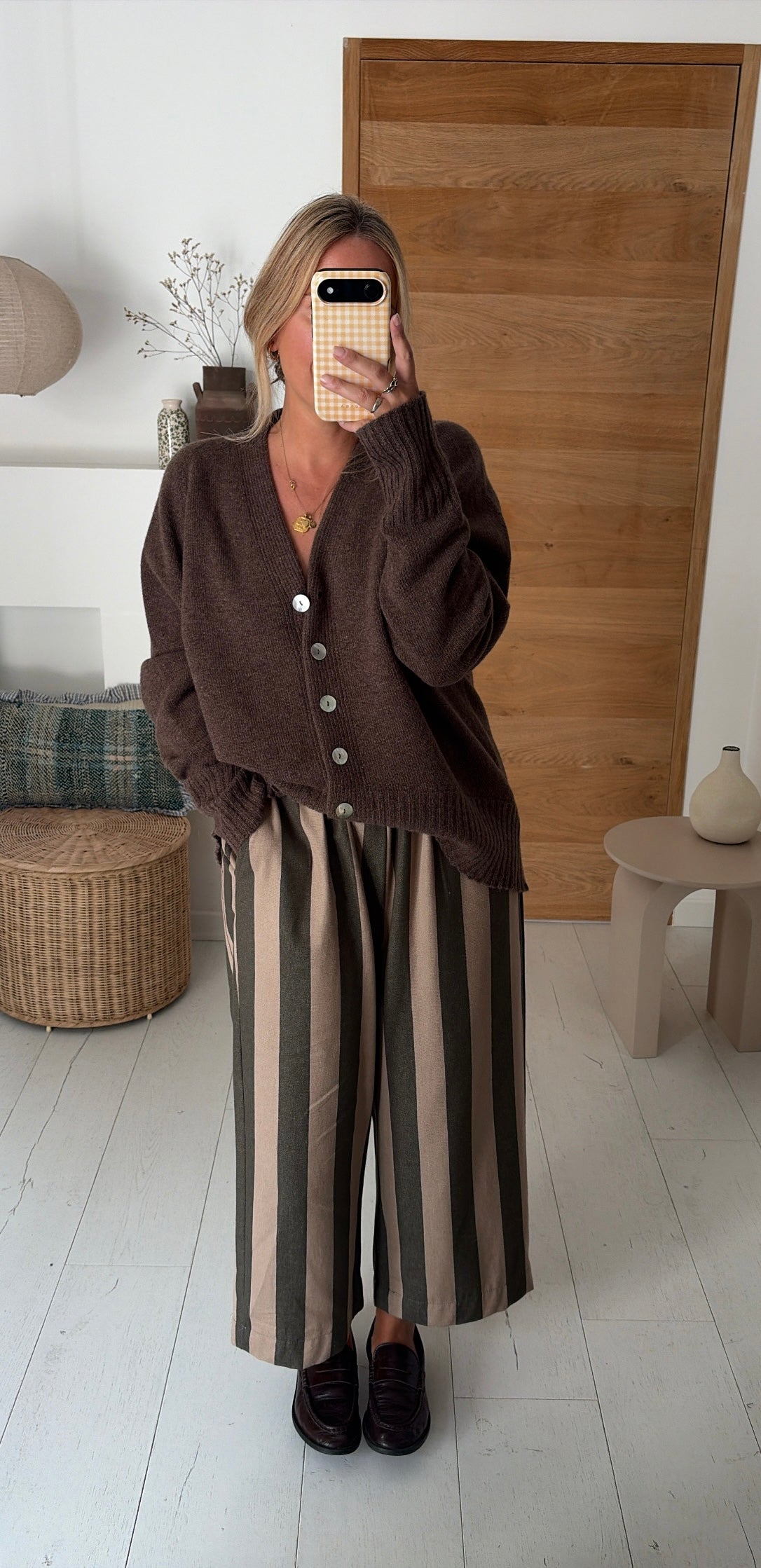 Pantalon Roma big stripes kaki
