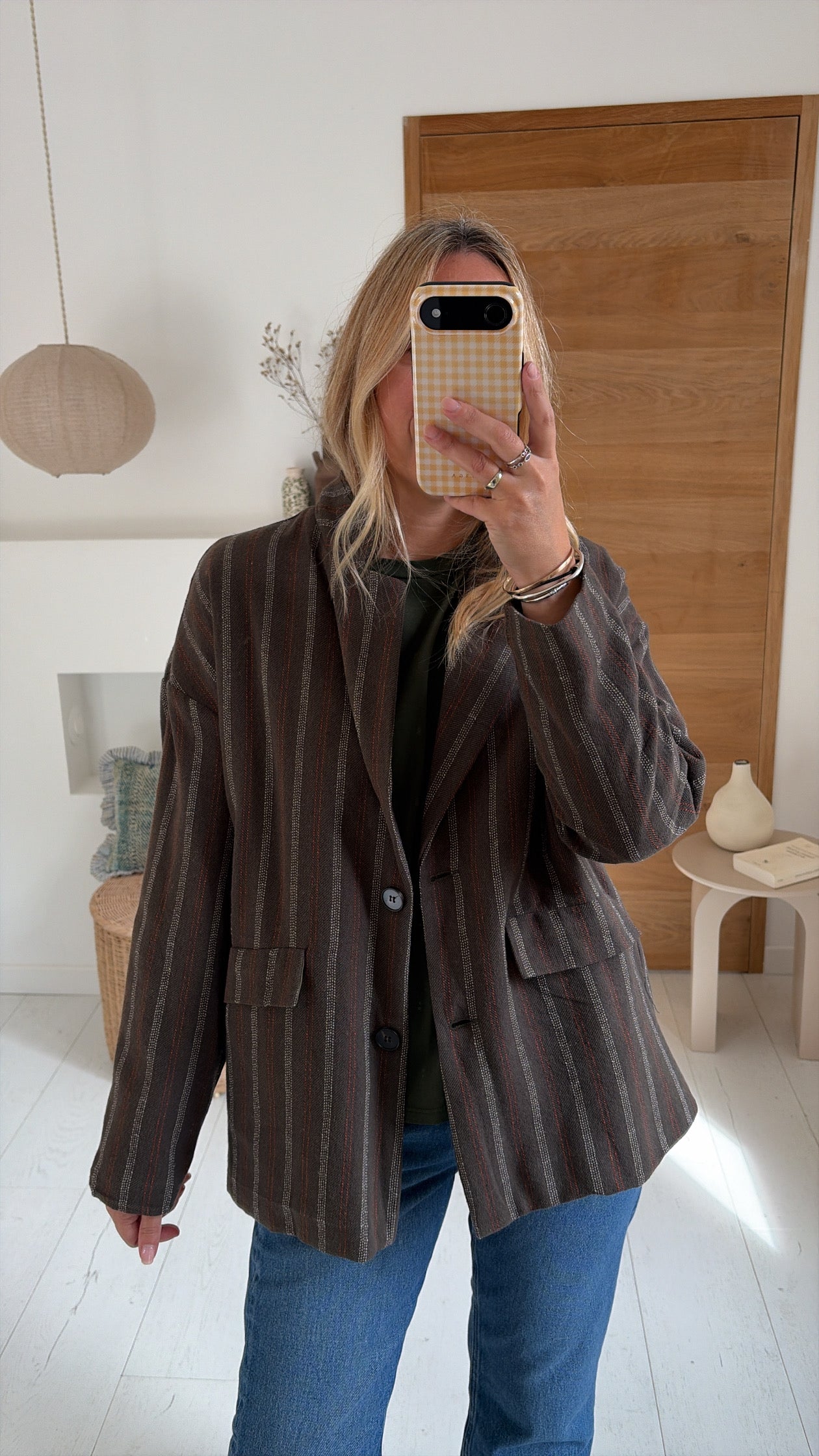 Blazer Romane stripes kaki – Johanna Paris