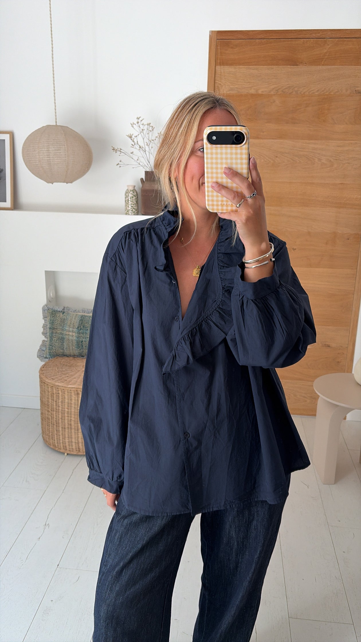 Blouse Lison popeline marine – Johanna Paris