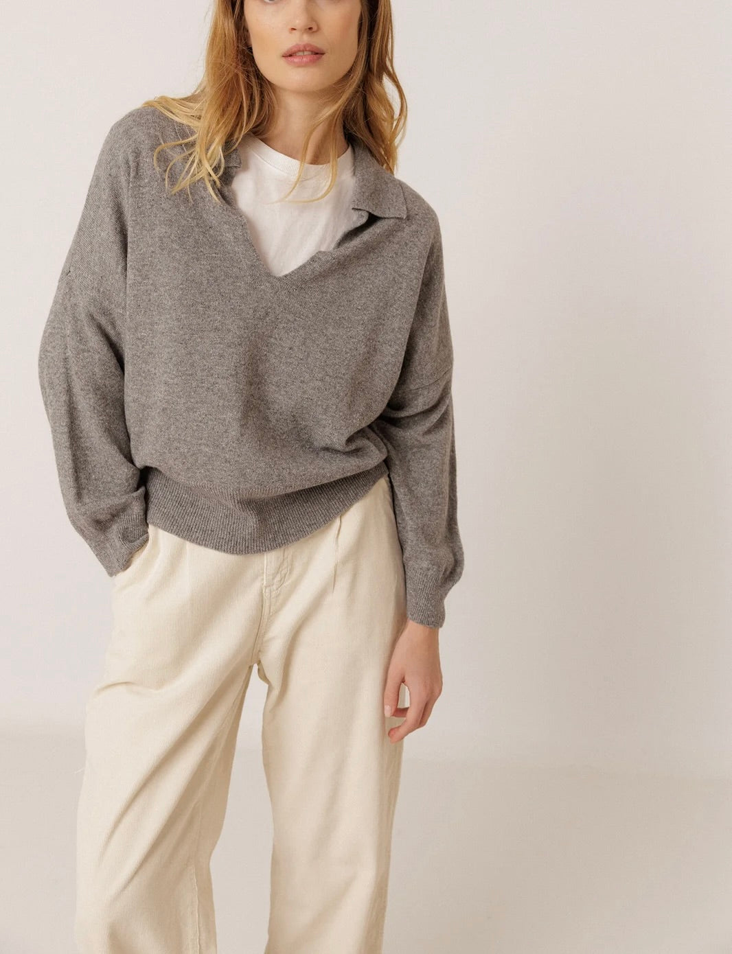 Pull Polo gris moucheté – Indi & Cold