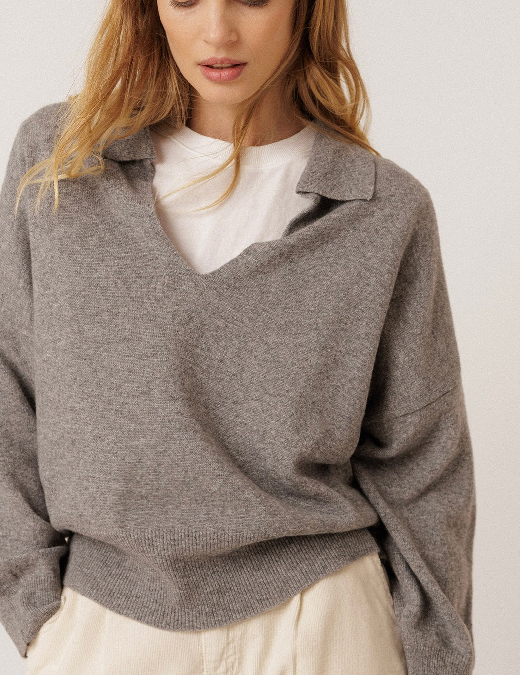 Pull Polo gris moucheté