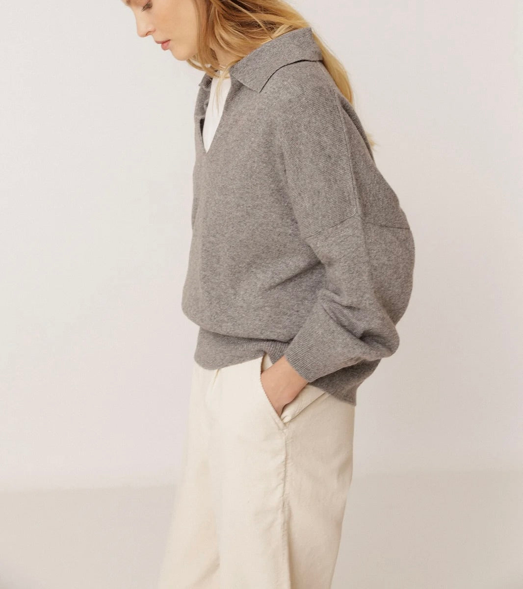 Pull Polo gris moucheté – Indi & Cold