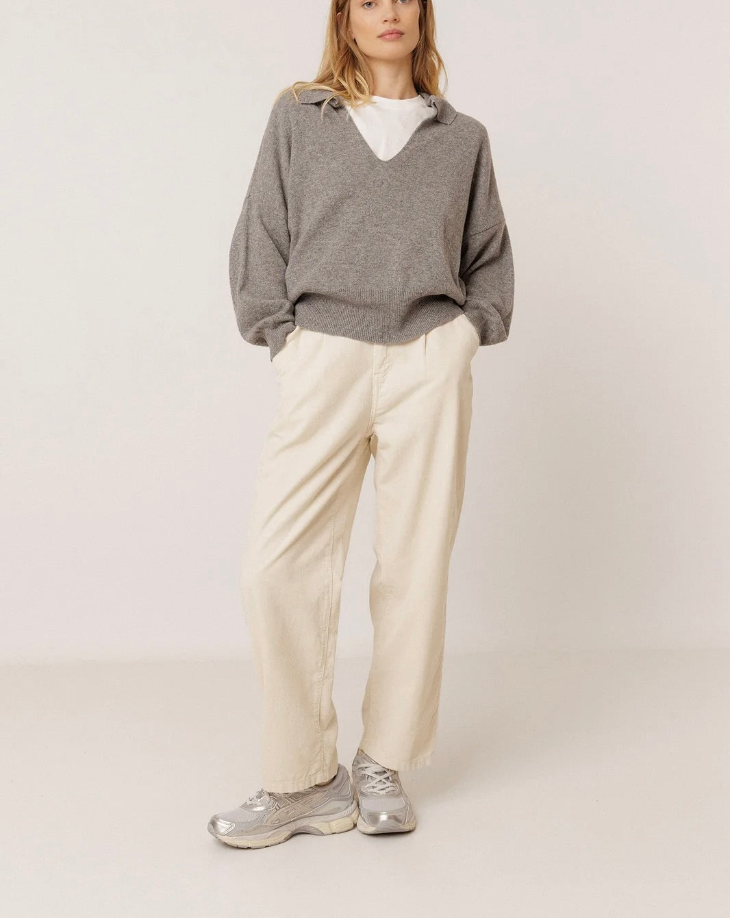 Pull Polo gris moucheté