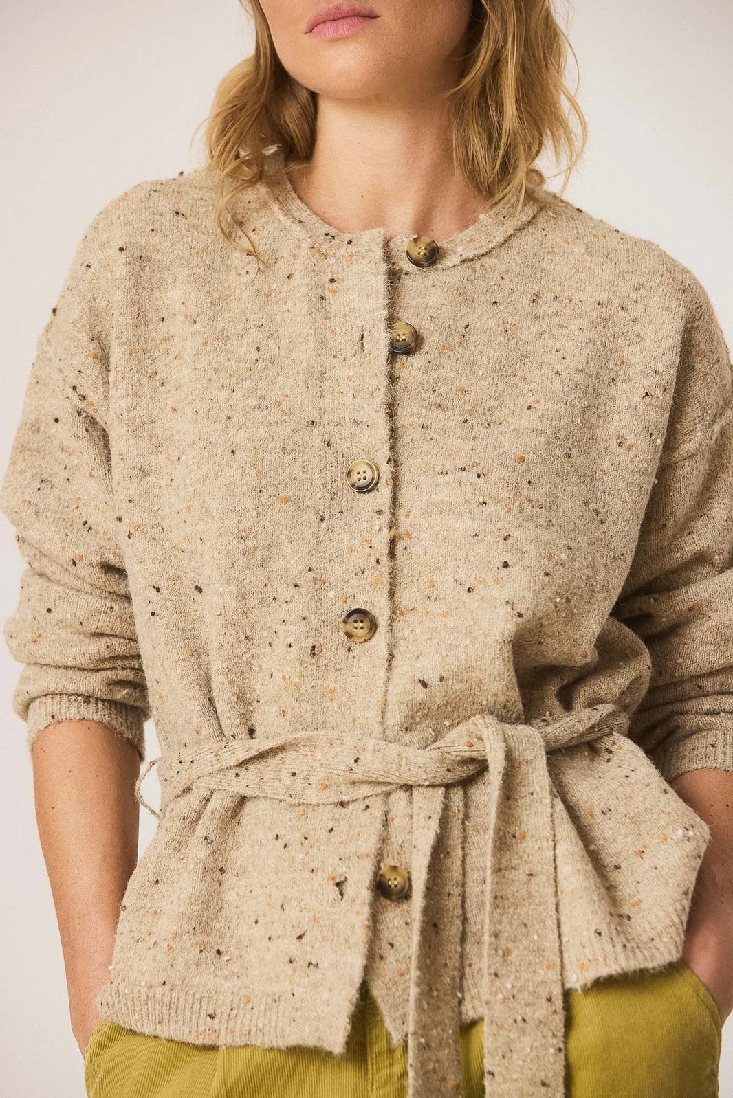 Gilet Indi beige chiné ceinture